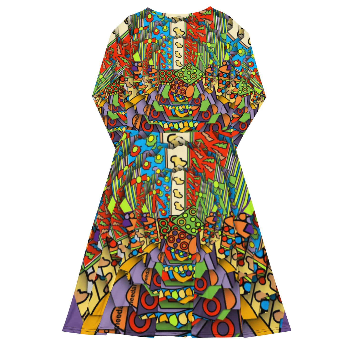 All-over print long sleeve midi dress