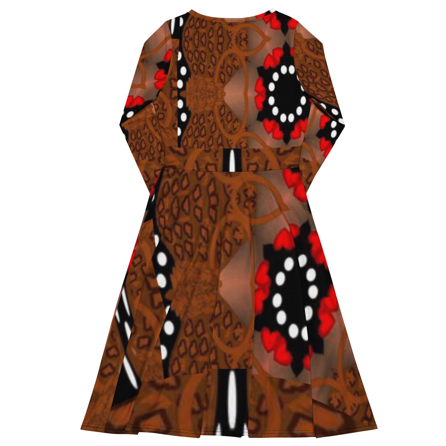 All-over print long sleeve midi dress