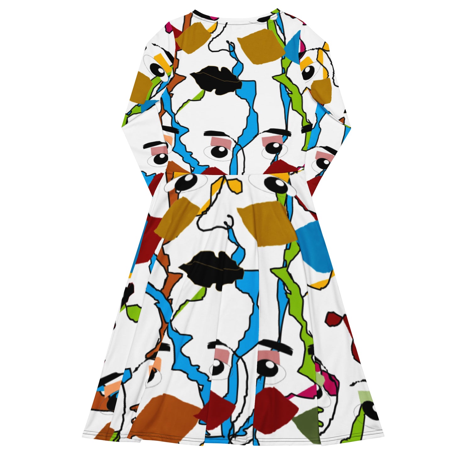 All-over print long sleeve midi dress