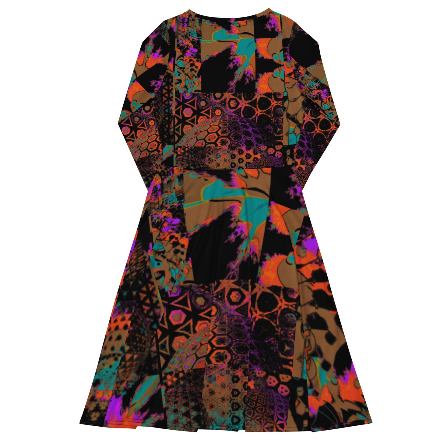 All-over print long sleeve midi dress