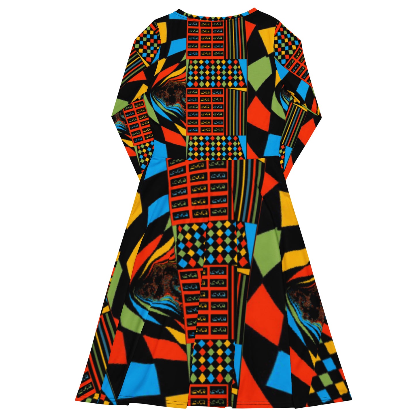 All-over print long sleeve midi dress