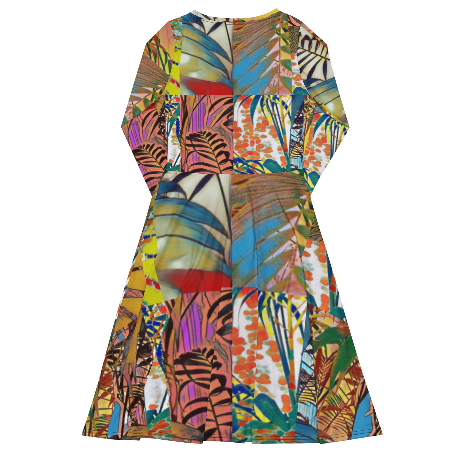 All-over print long sleeve midi dress