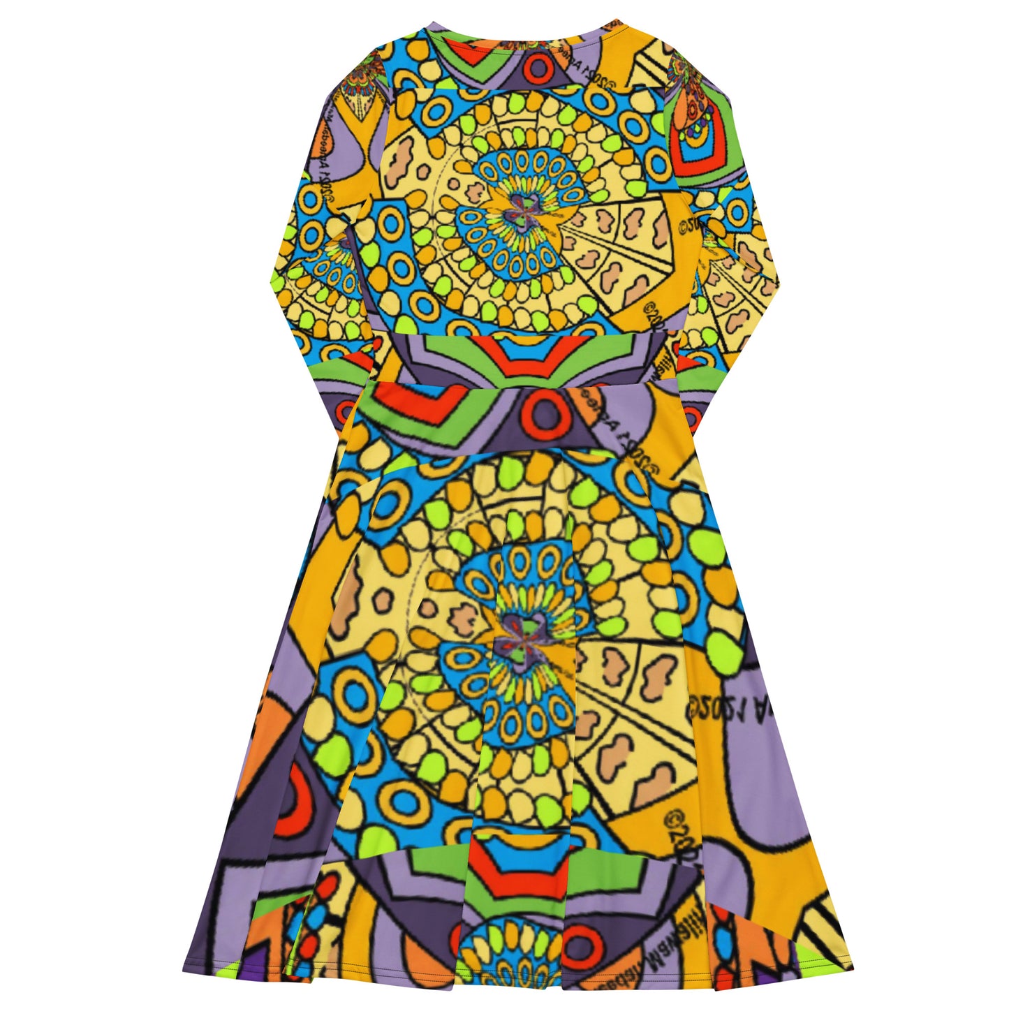 All-over print long sleeve midi dress