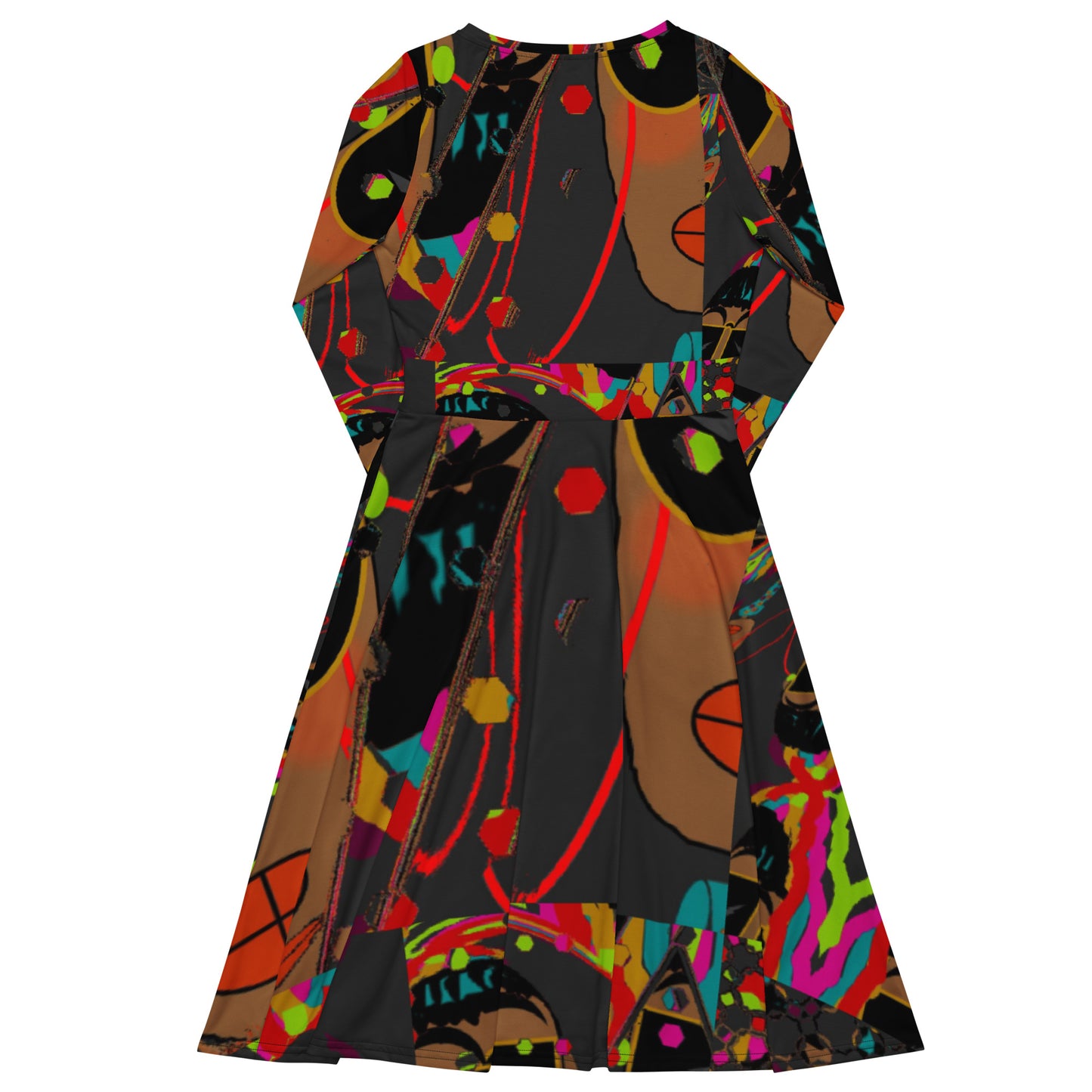 All-over print long sleeve midi dress