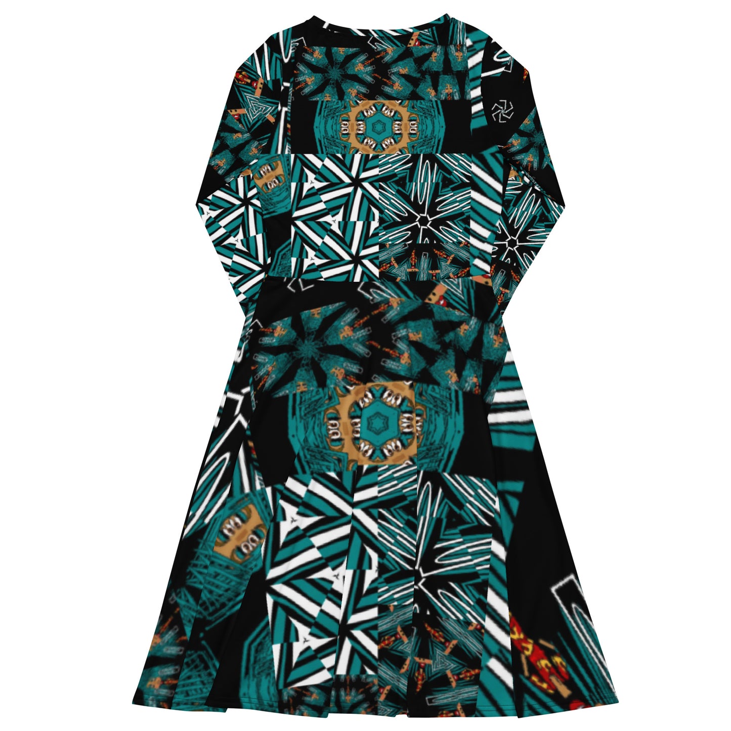 All-over print long sleeve midi dress