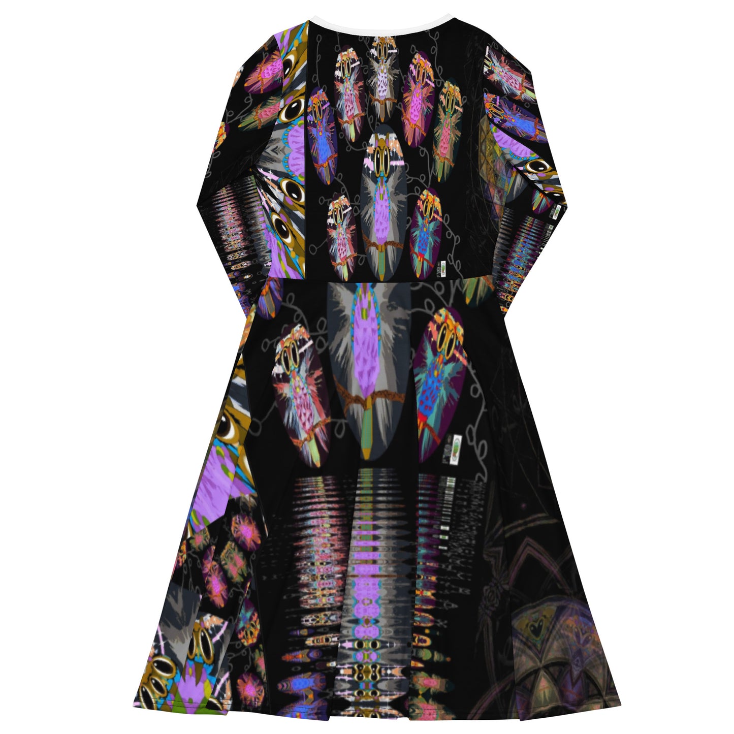 All-over print long sleeve midi dress