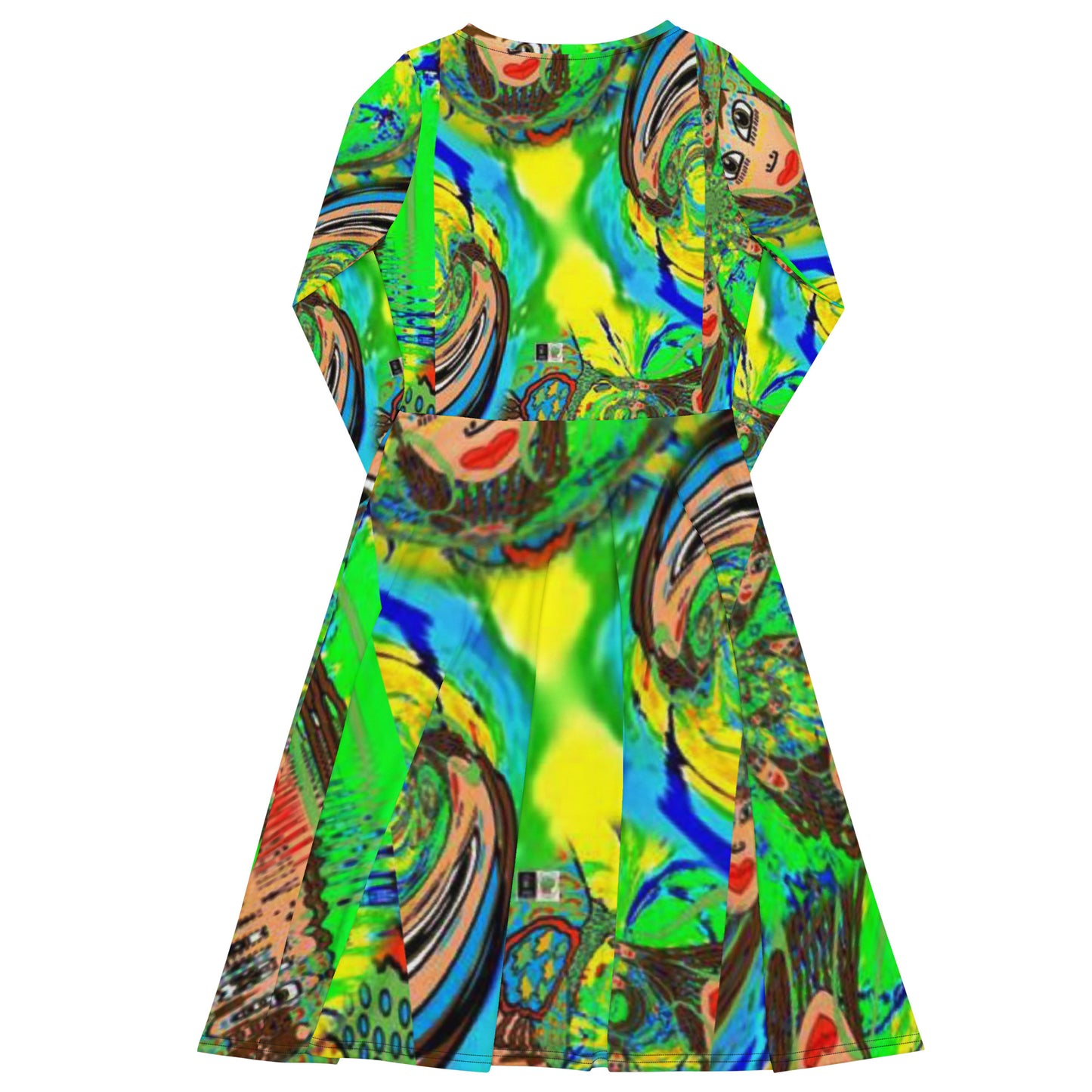 All-over print long sleeve midi dress