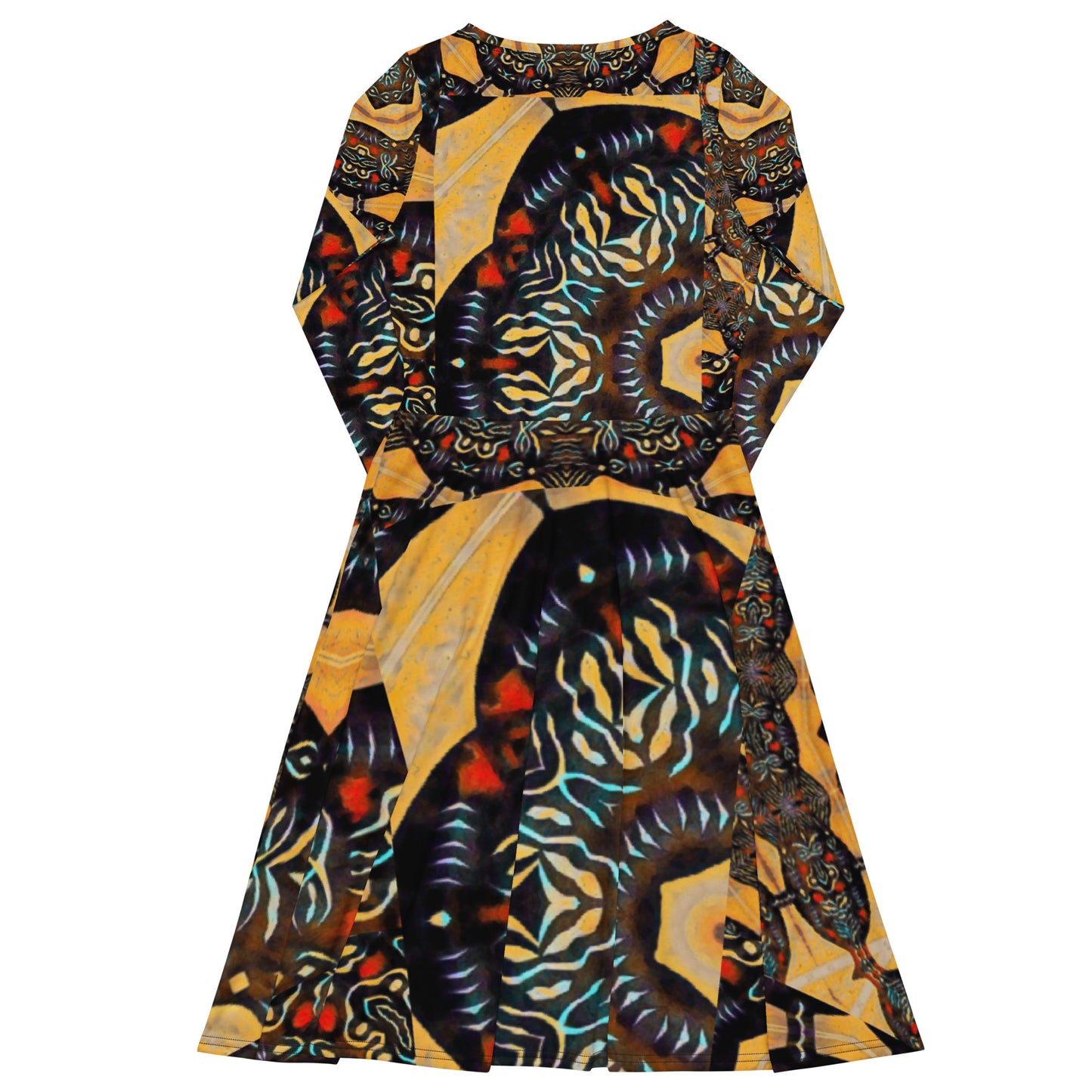 All-over print long sleeve midi dress