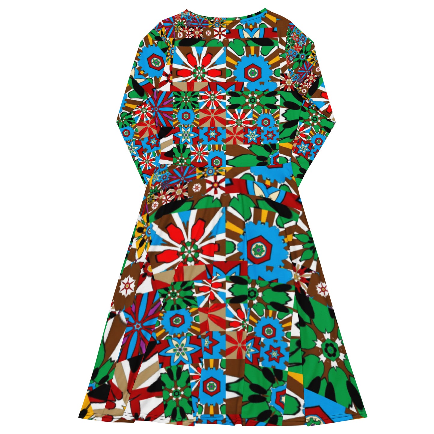 All-over print long sleeve midi dress