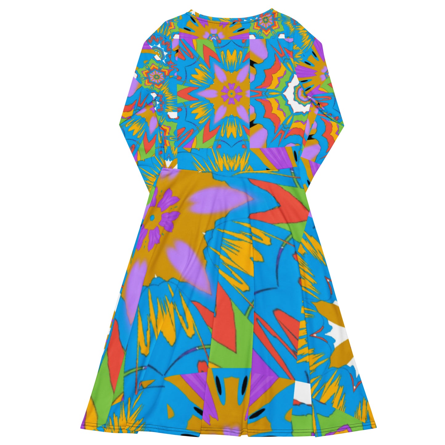 All-over print long sleeve midi dress