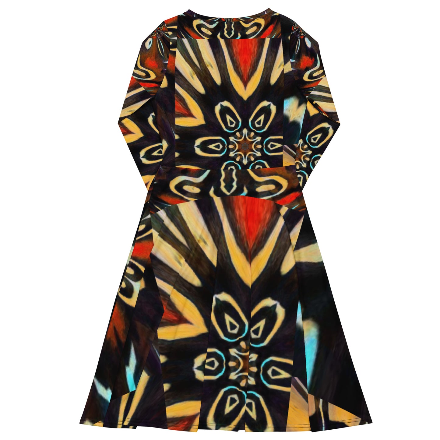 All-over print long sleeve midi dress