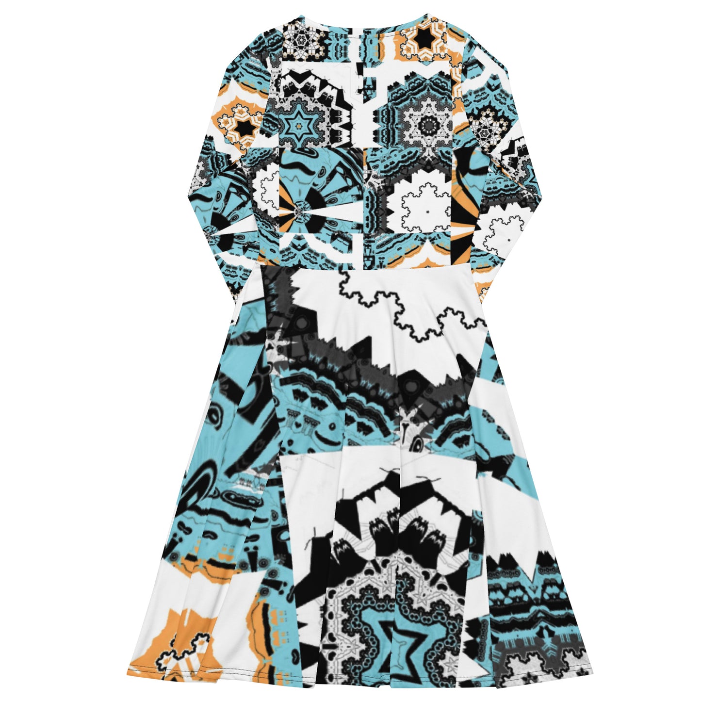 All-over print long sleeve midi dress