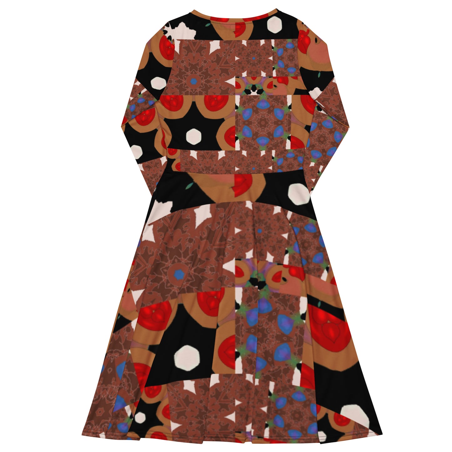 All-over print long sleeve midi dress