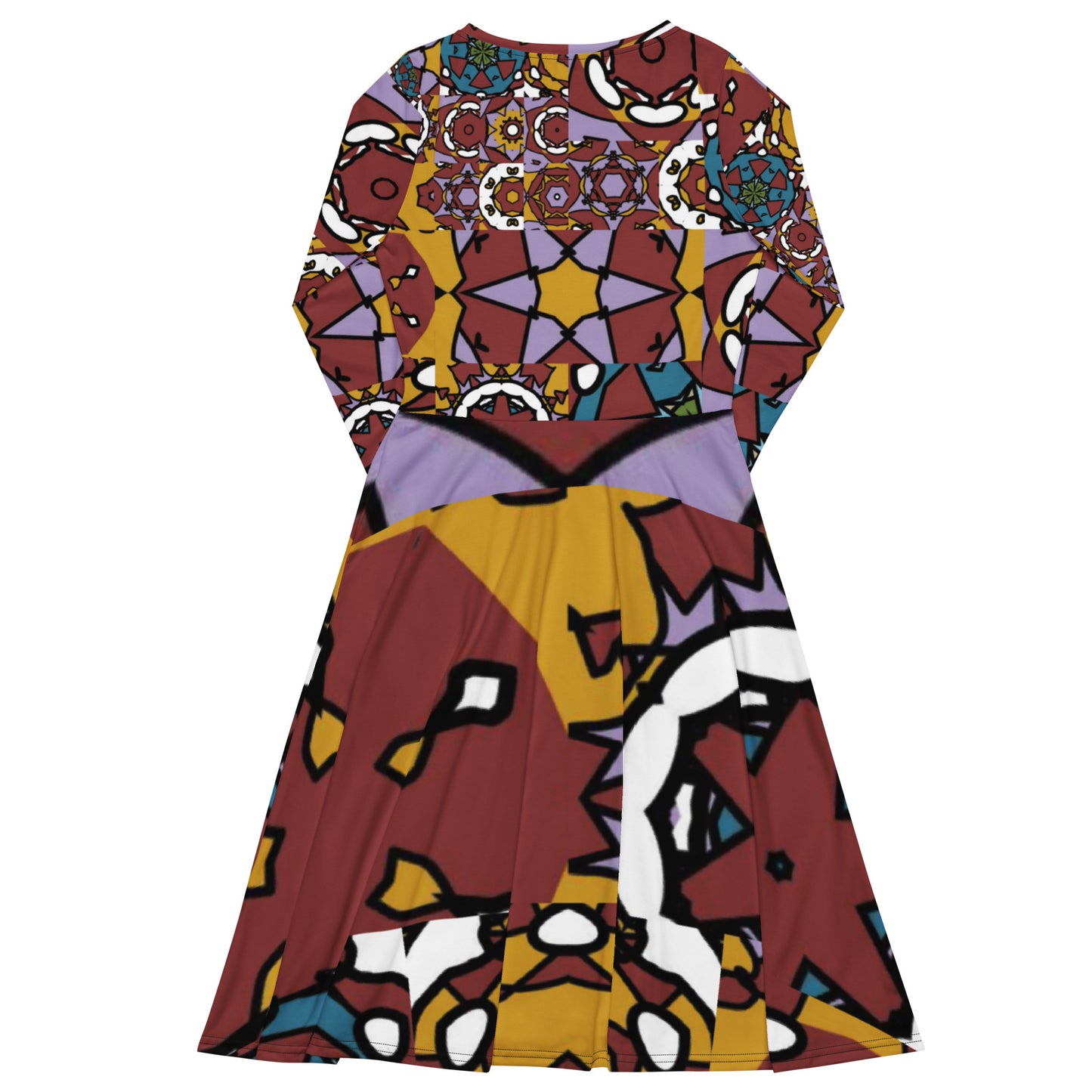 All-over print long sleeve midi dress