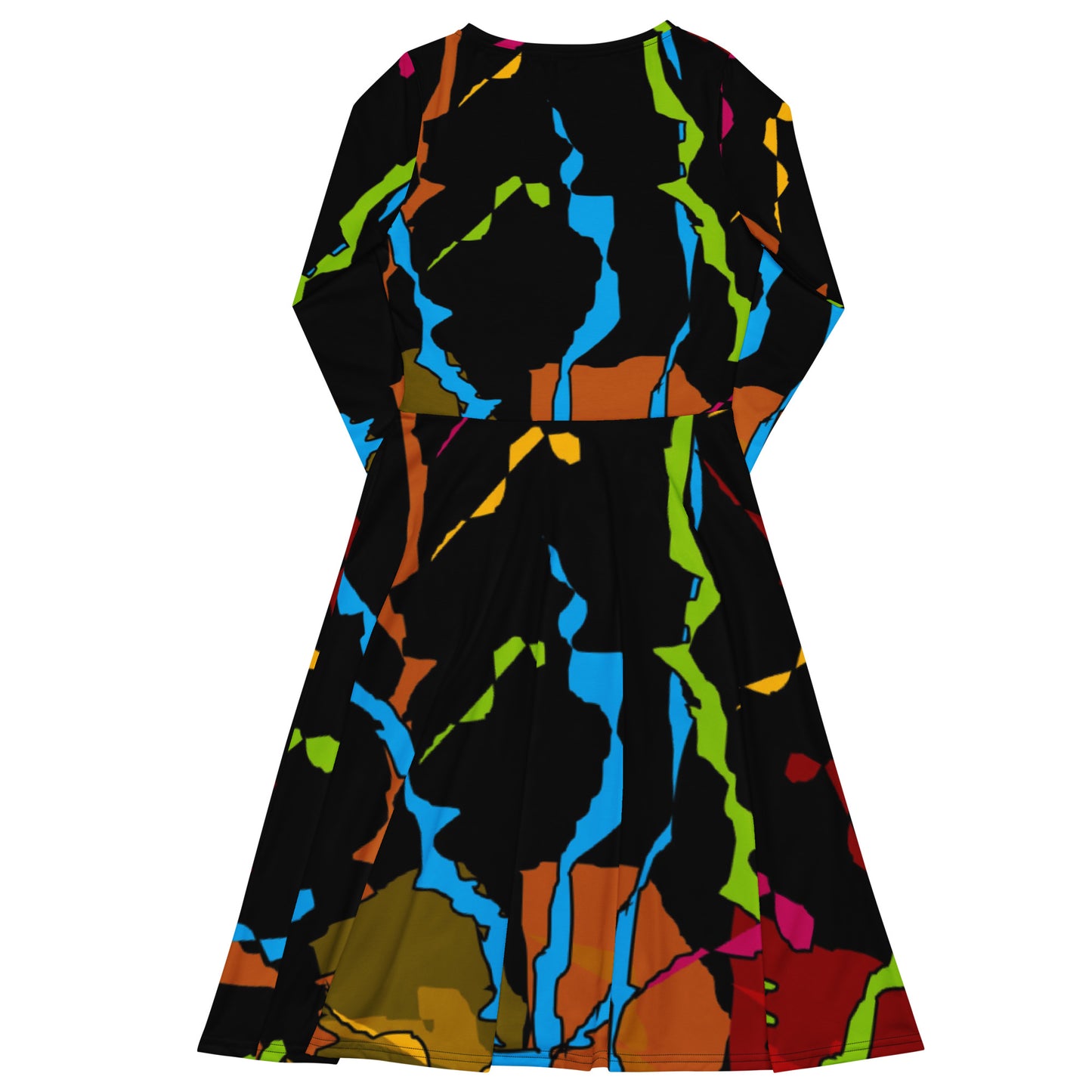 All-over print long sleeve midi dress