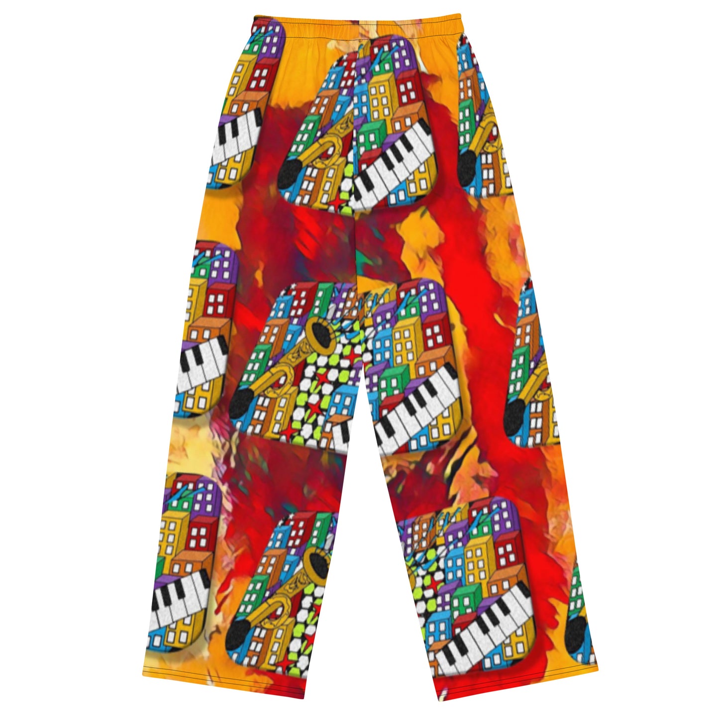 Sample All-over print unisex wide-leg pants