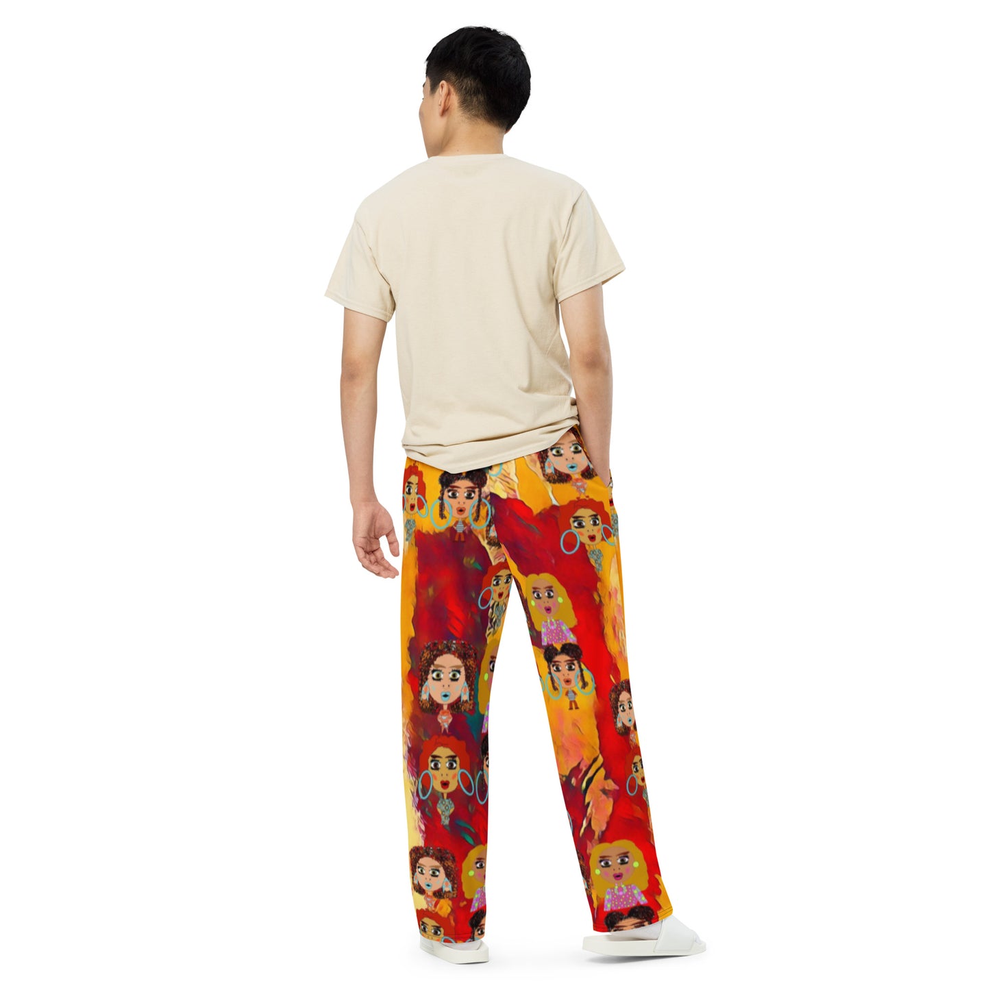 All-over print unisex wide-leg pants