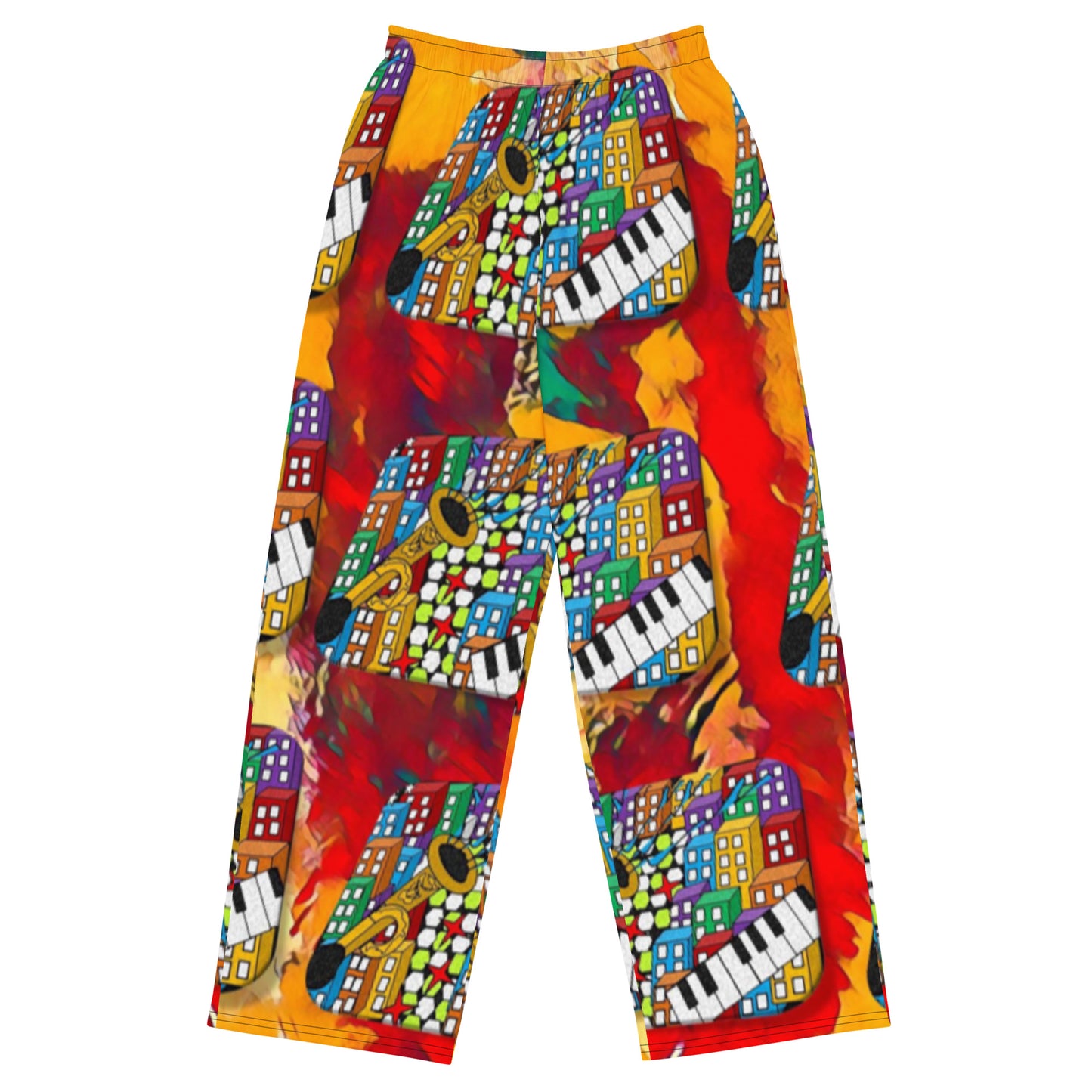 Sample All-over print unisex wide-leg pants