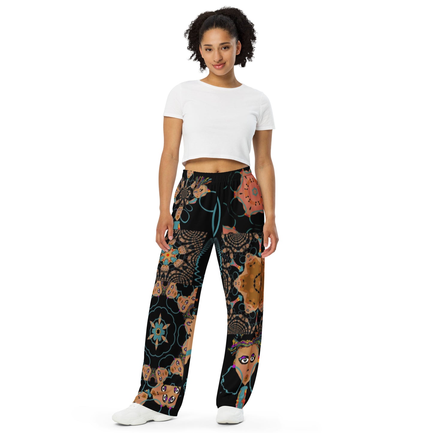 All-over print unisex wide-leg pantsHJC