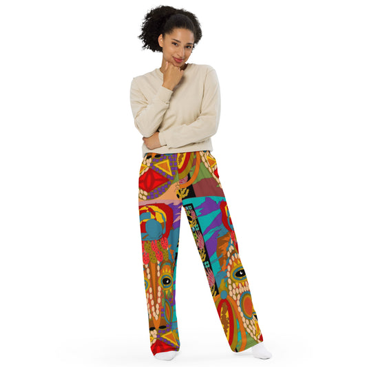 All-over print unisex wide-leg pants