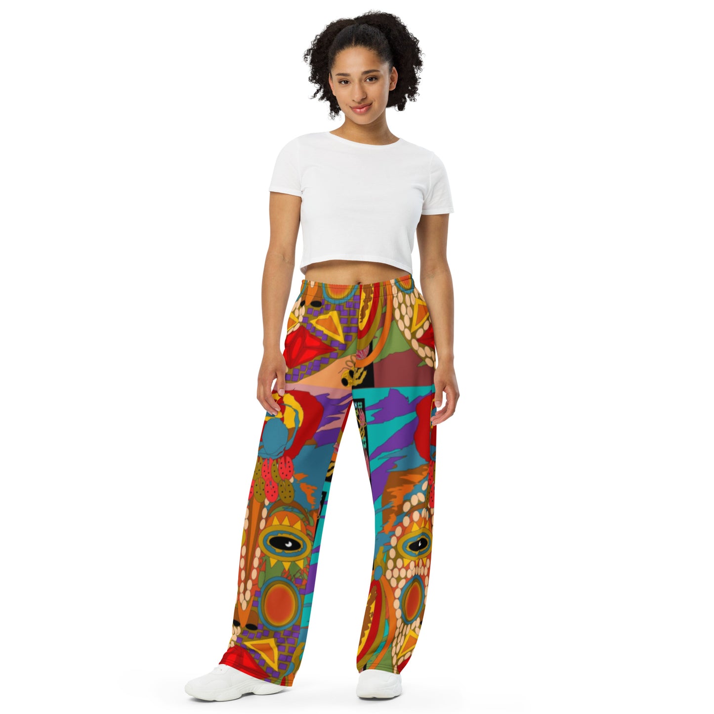 All-over print unisex wide-leg pants