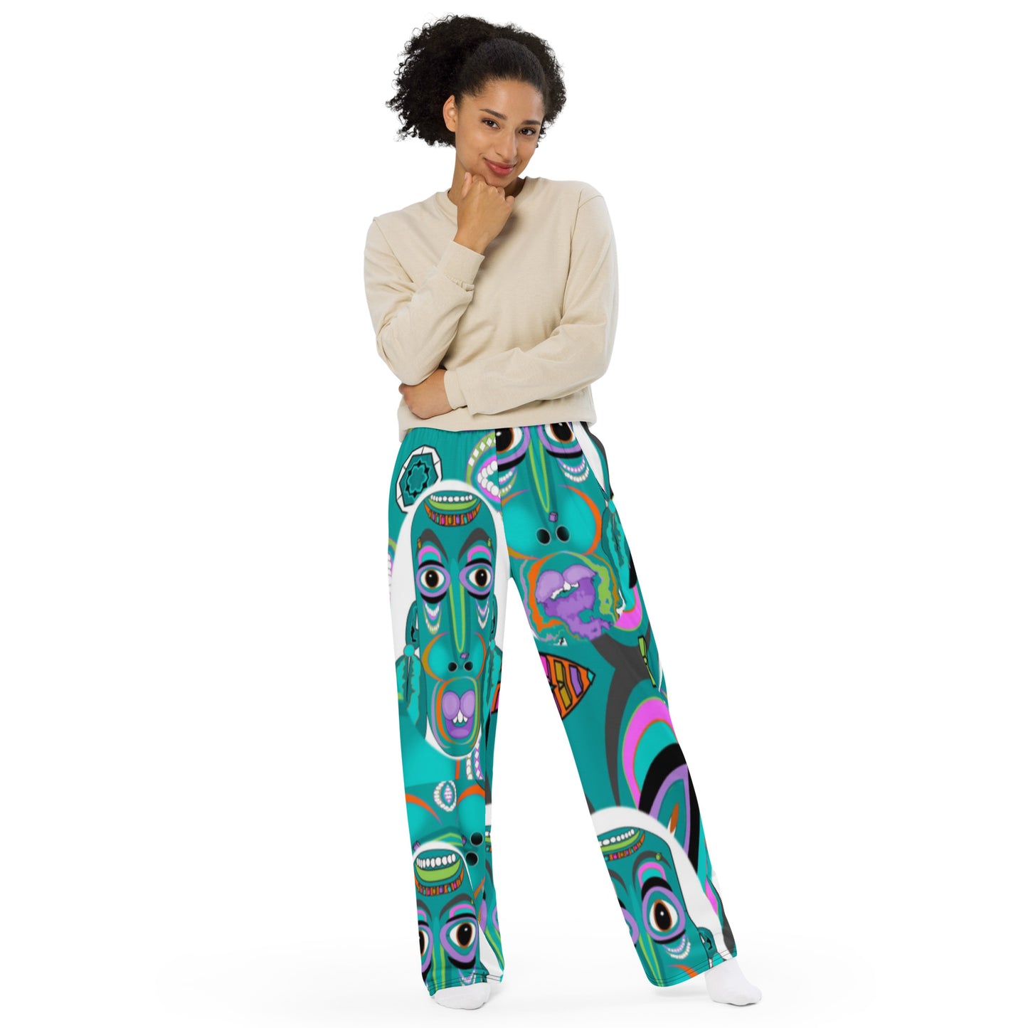 All-over print unisex wide-leg pants