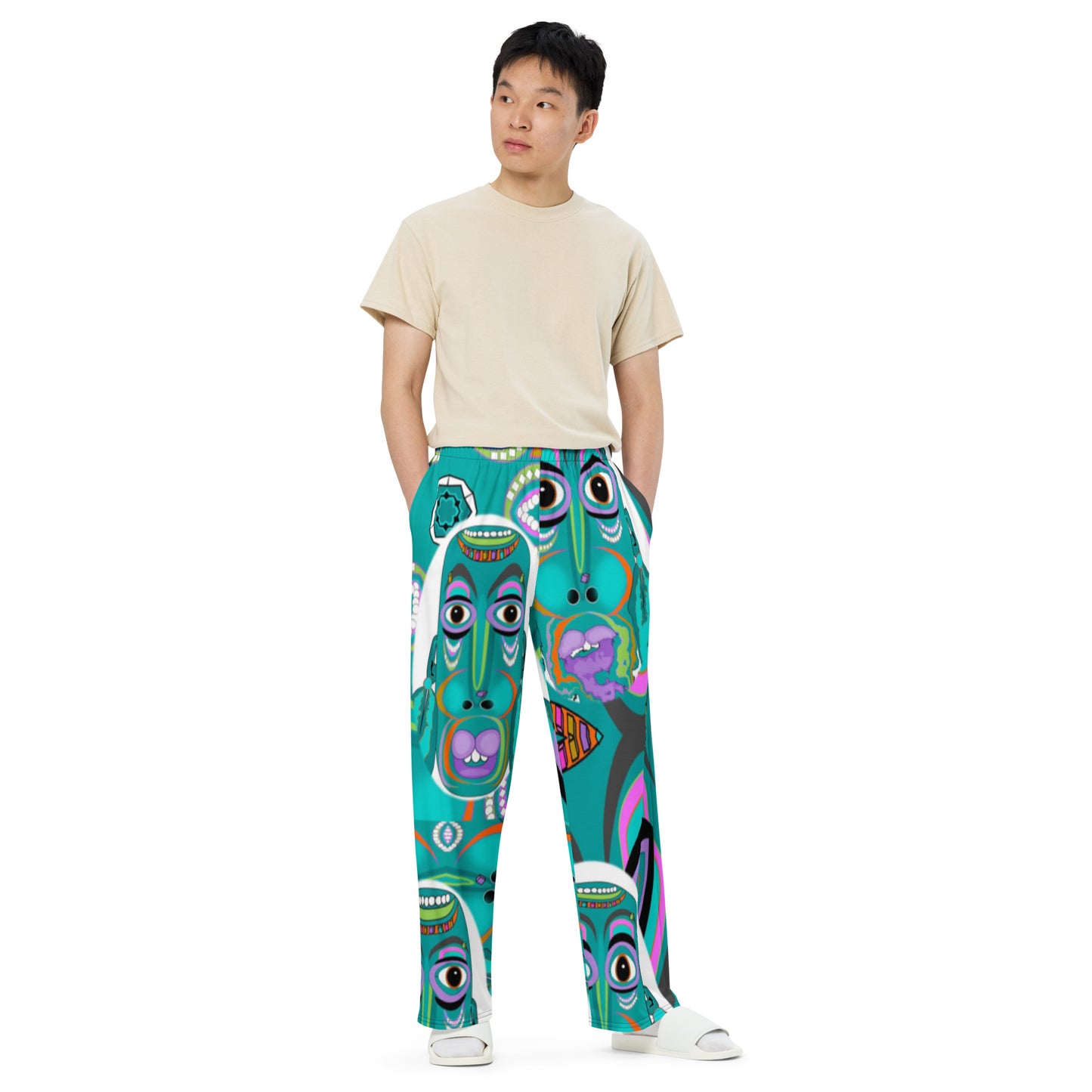 All-over print unisex wide-leg pants