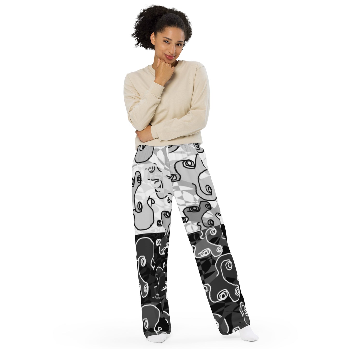 All-over print unisex wide-leg pants