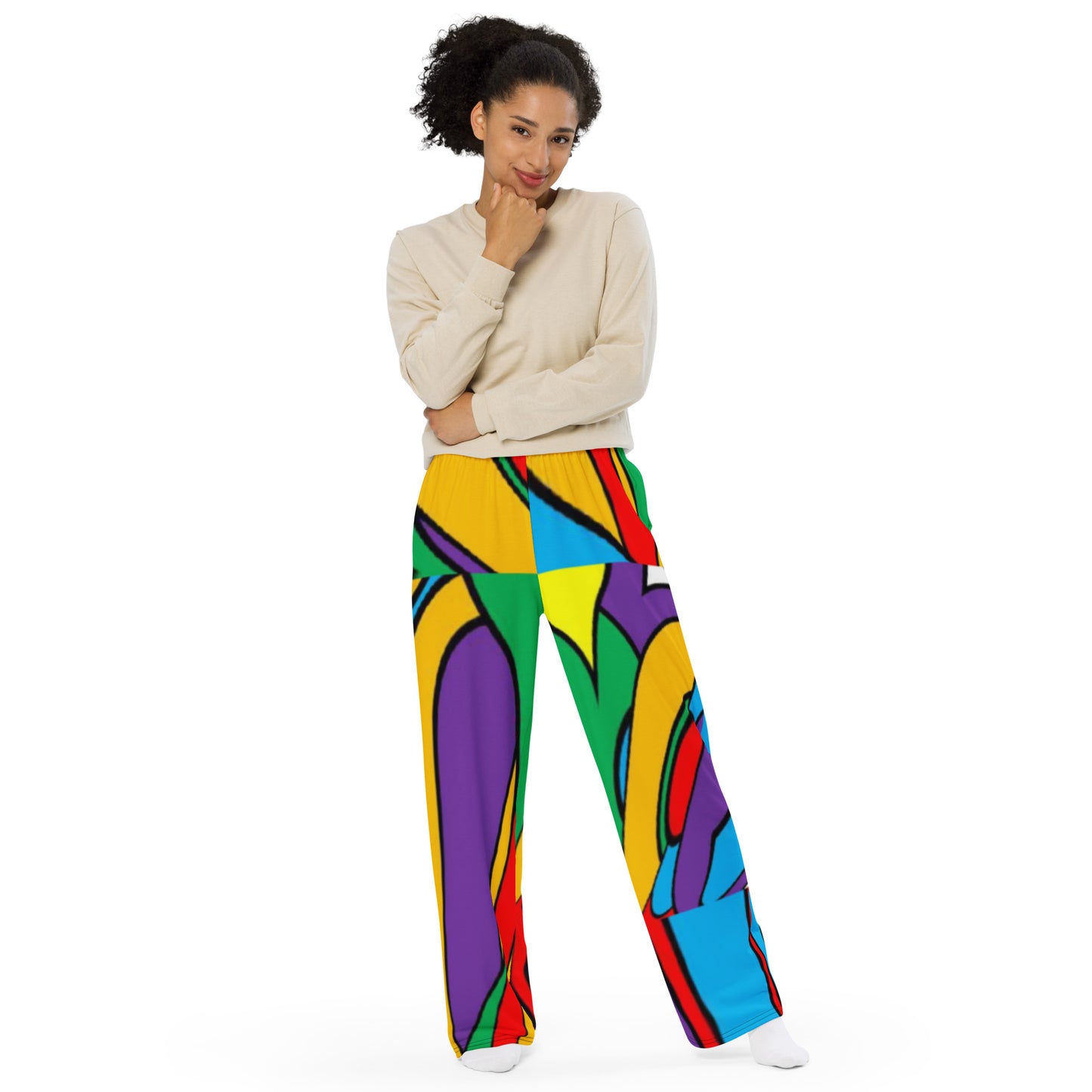 All-over print unisex wide-leg pants