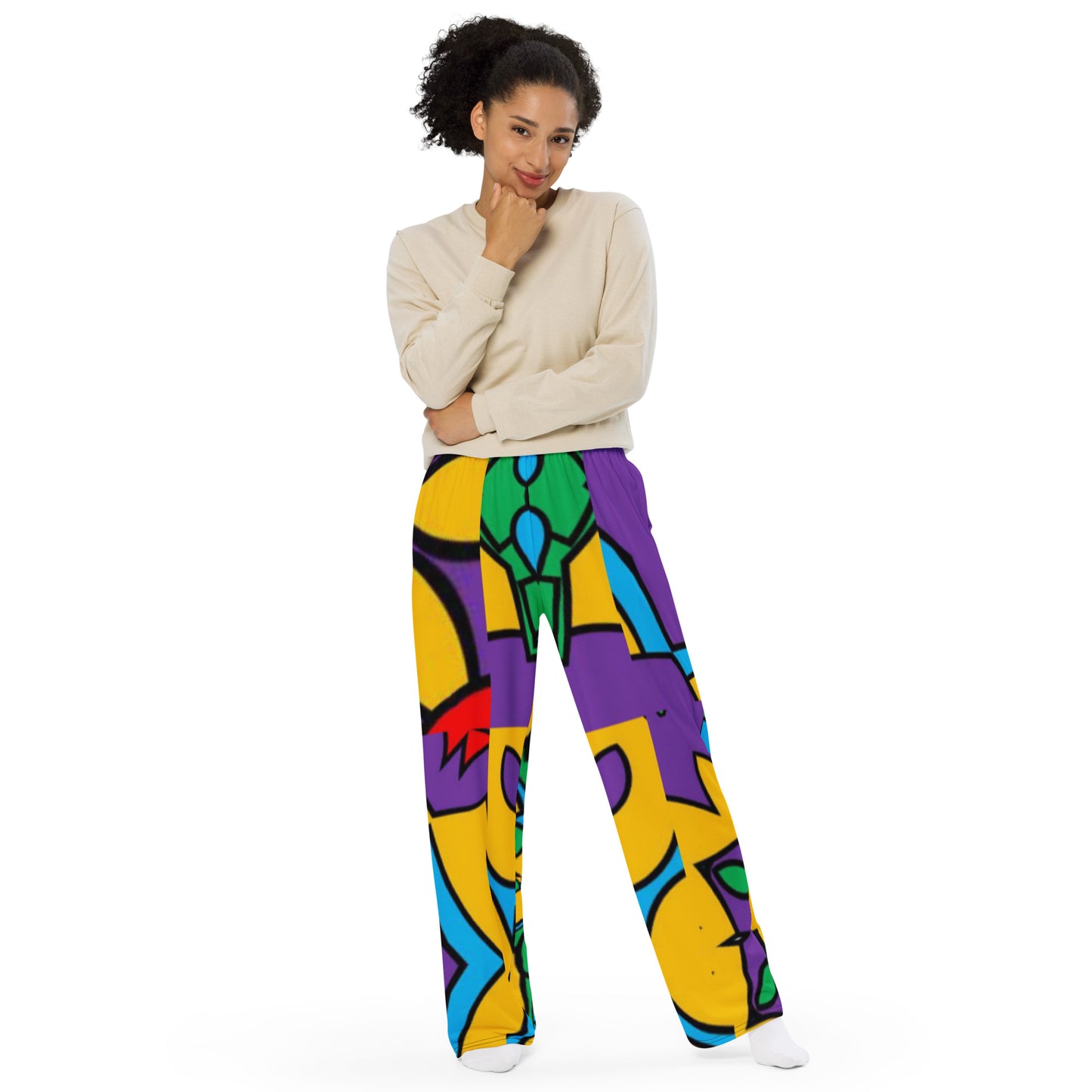 All-over print unisex wide-leg pants