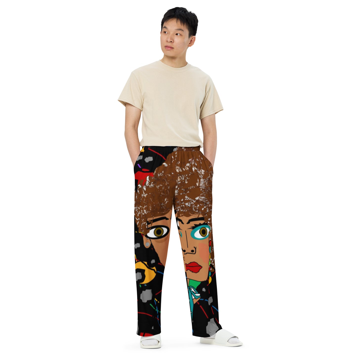 All-over print unisex wide-leg pants