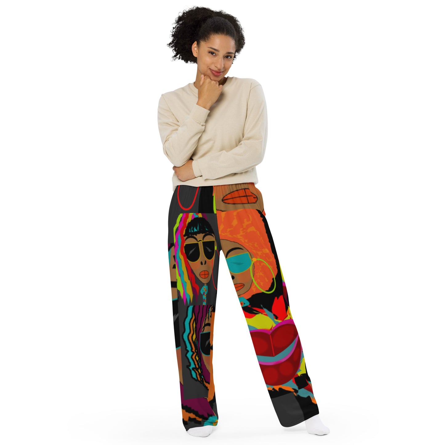 All-over print unisex wide-leg pants