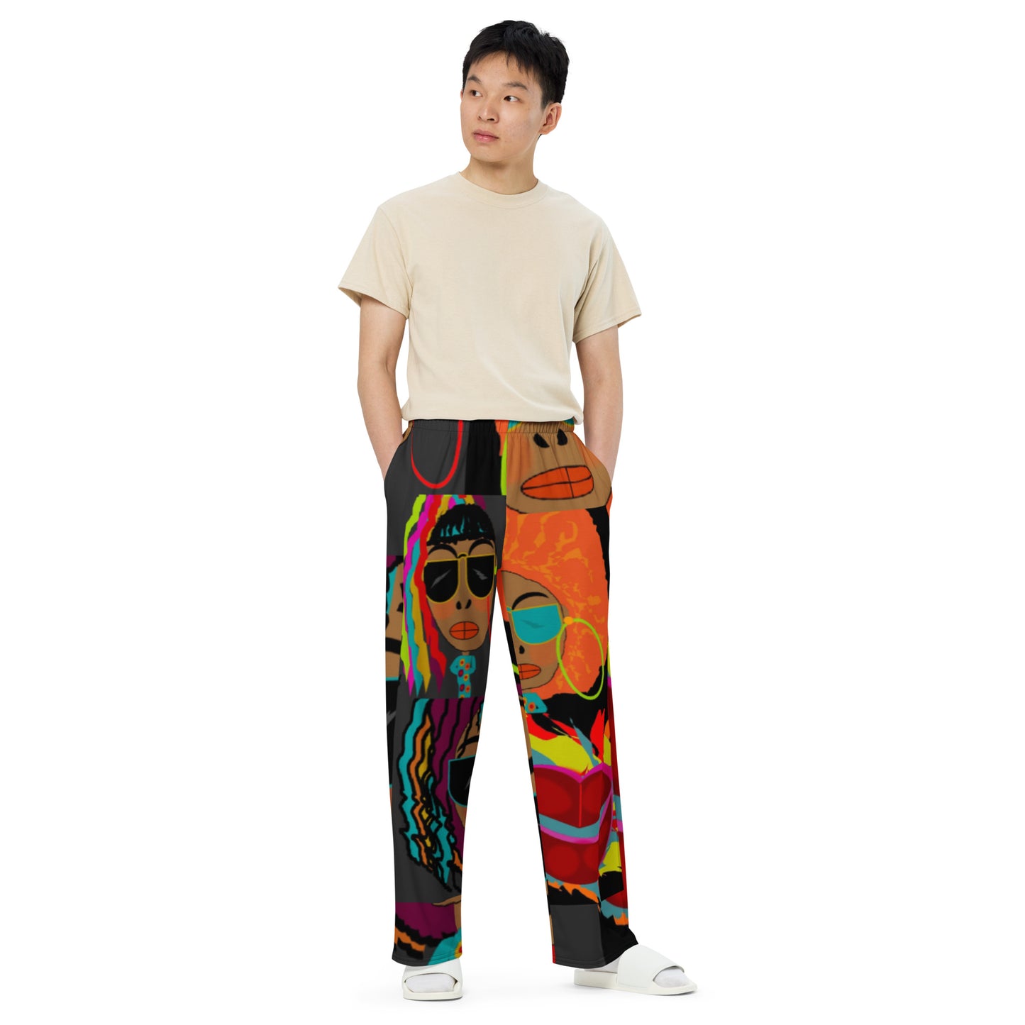 All-over print unisex wide-leg pants