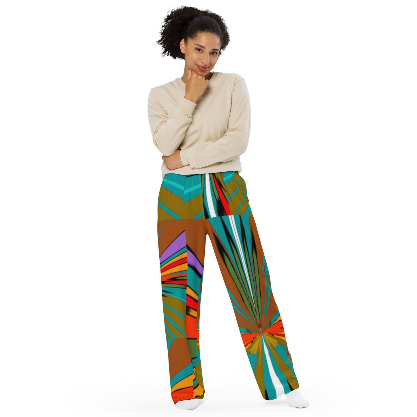 All-over print unisex wide-leg pants