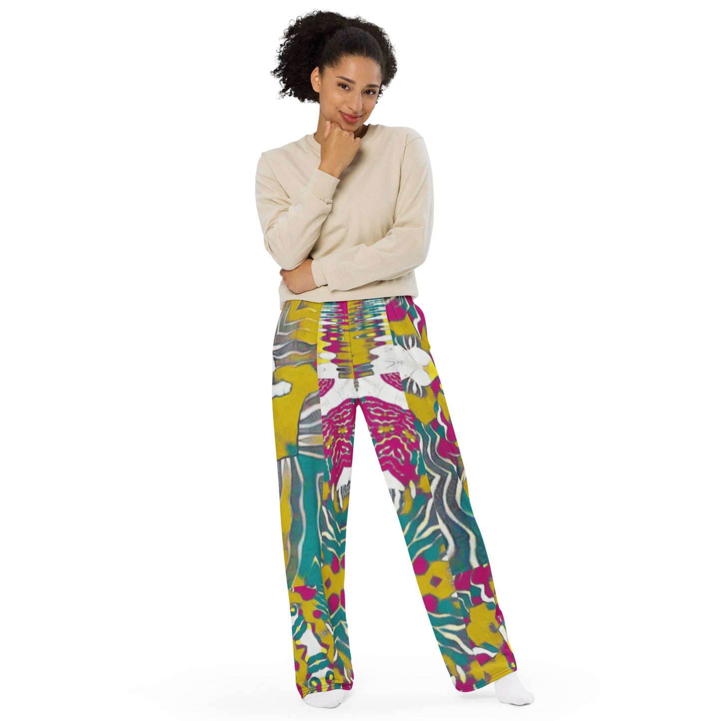 All-over print unisex wide-leg pants