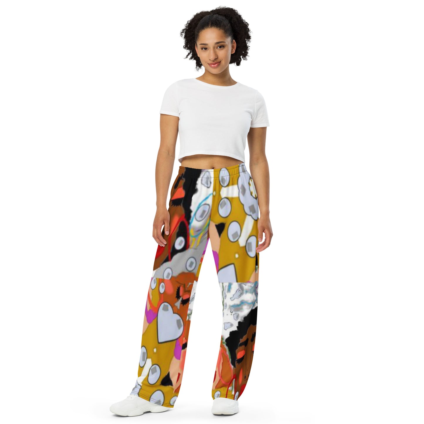 All-over print unisex wide-leg pants