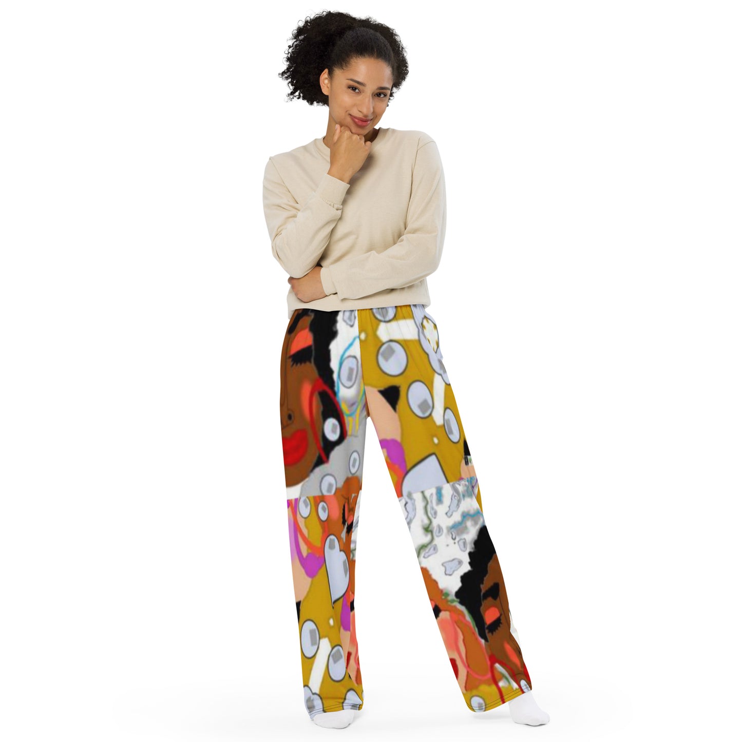 All-over print unisex wide-leg pants