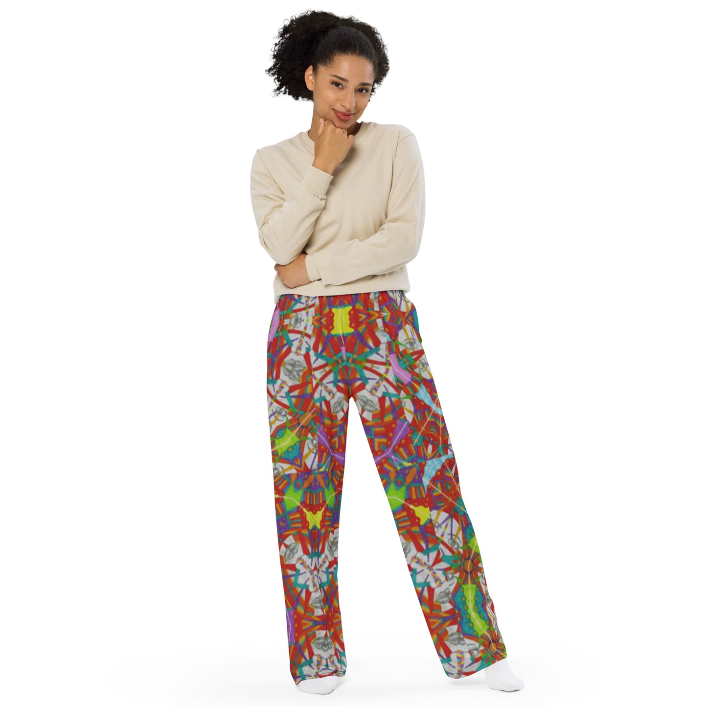 All-over print unisex wide-leg pants