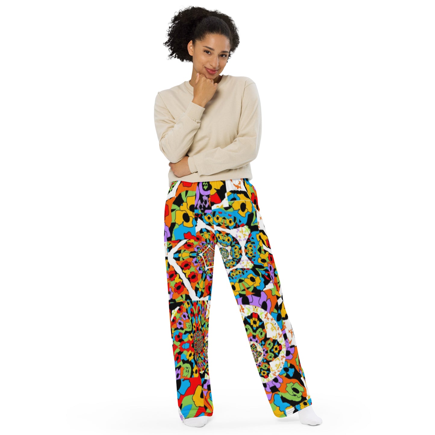 All-over print unisex wide-leg pants