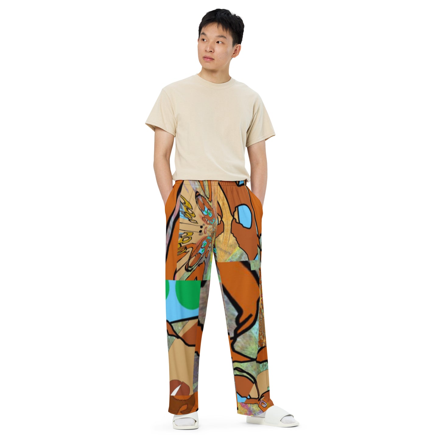 All-over print unisex wide-leg pants