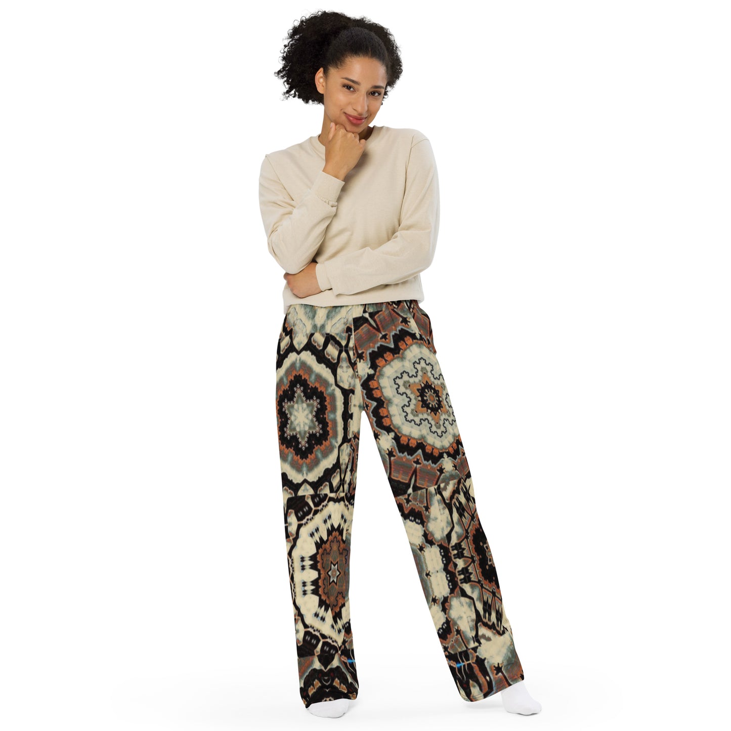 All-over print unisex wide-leg pants