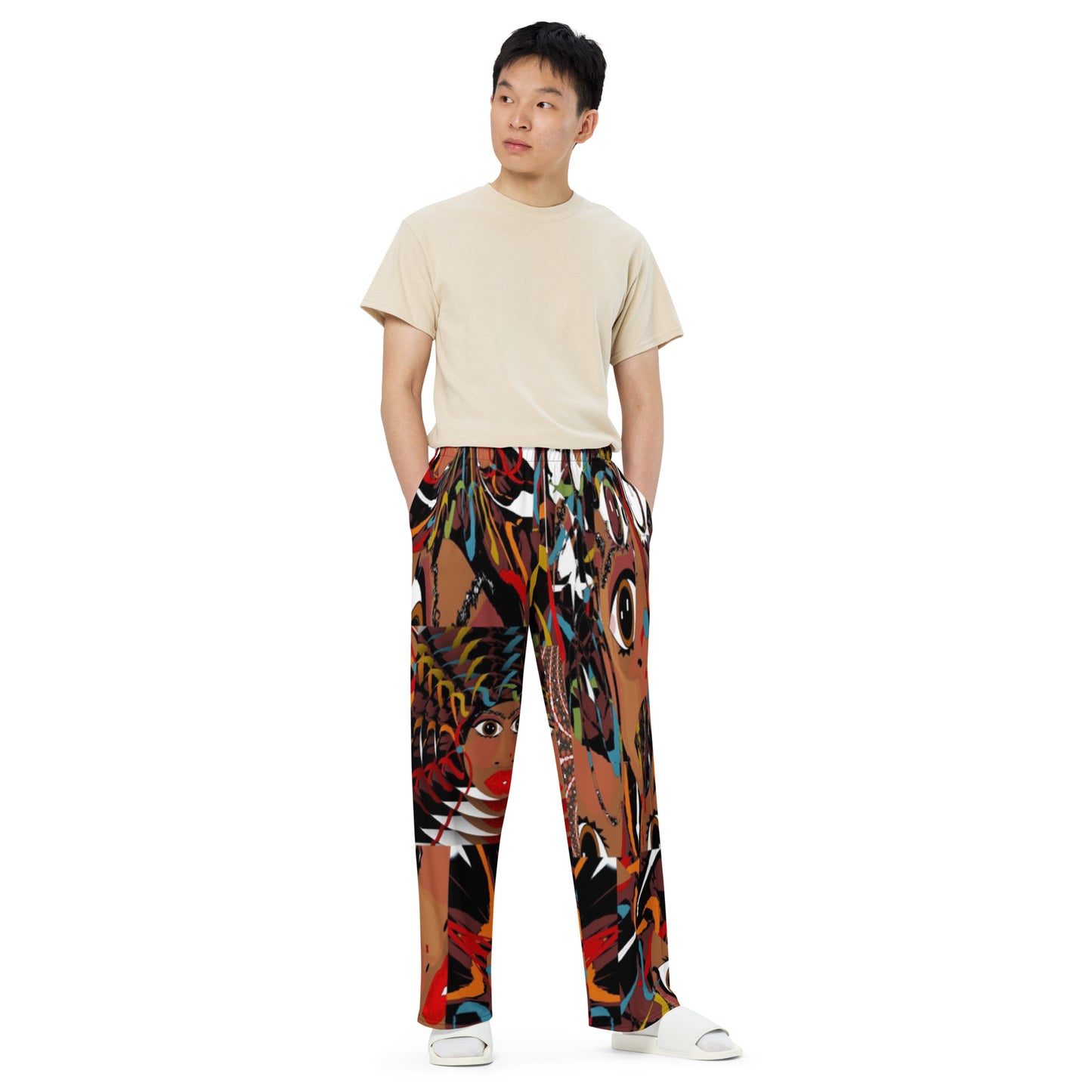 All-over print unisex wide-leg pants