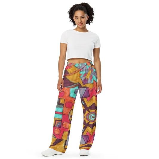 All-over print unisex wide-leg pants