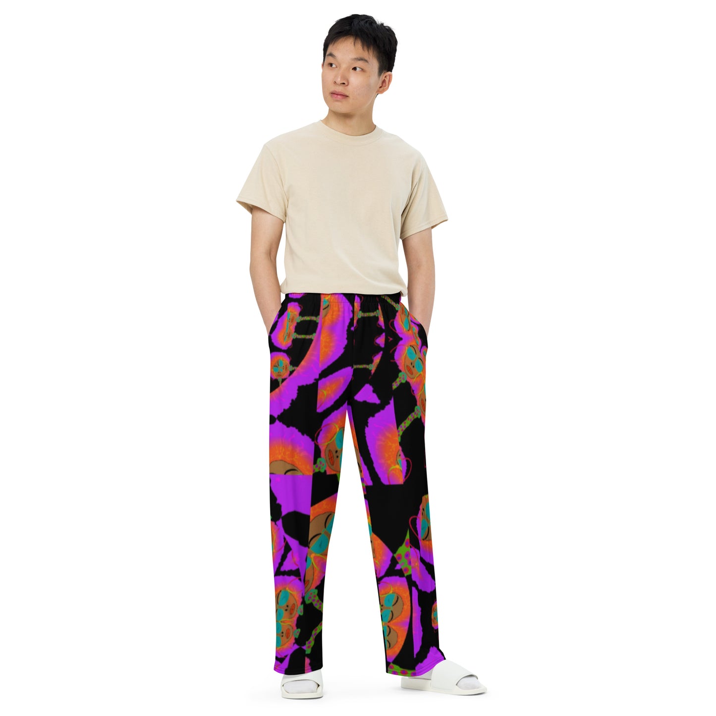 All-over print unisex wide-leg pants