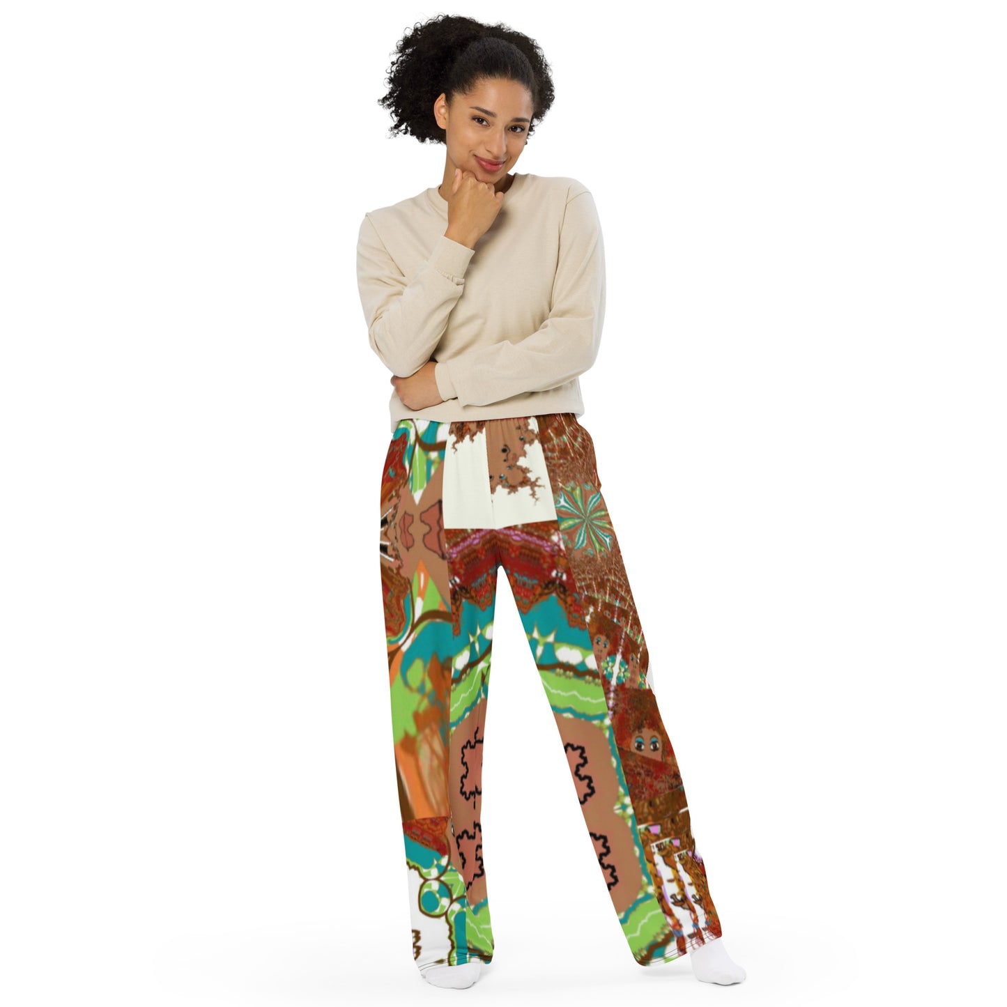 All-over print unisex wide-leg pants