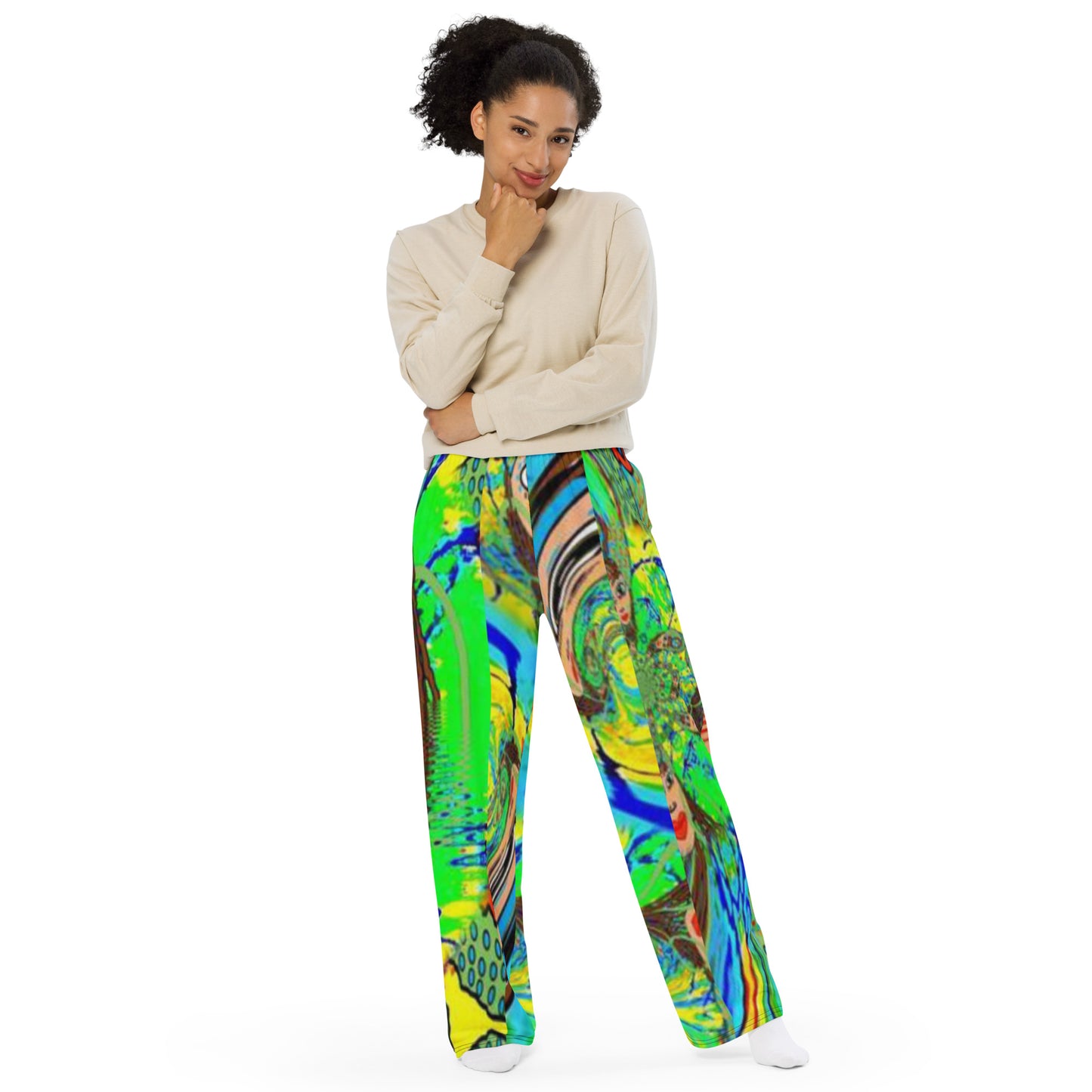 All-over print unisex wide-leg pants