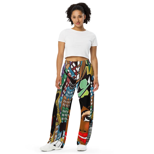 All-over print unisex wide-leg pants