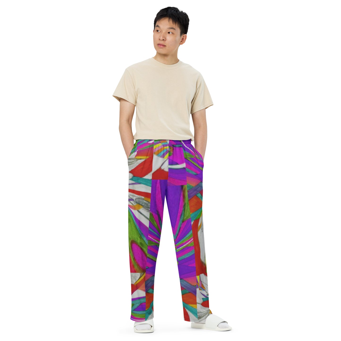 All-over print unisex wide-leg pants