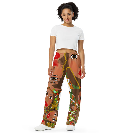 All-over print unisex wide-leg pants