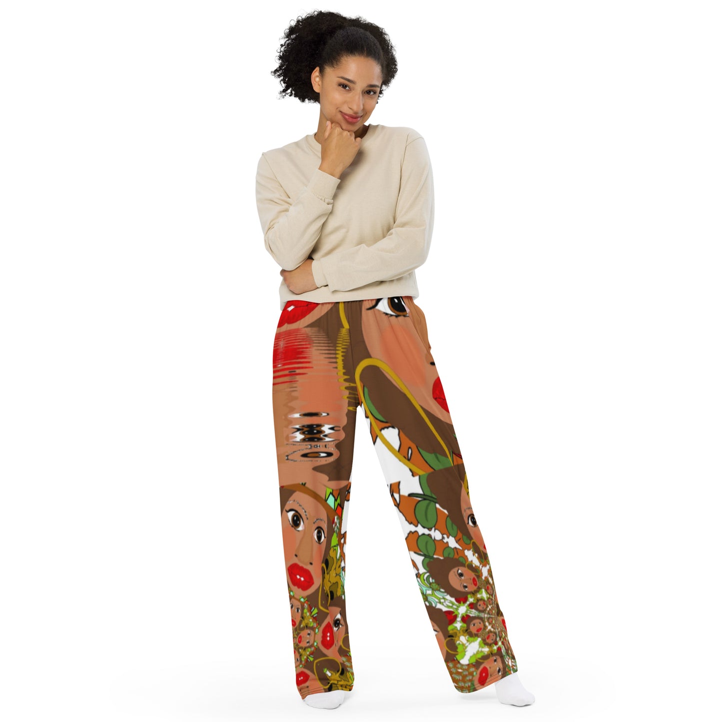 All-over print unisex wide-leg pants